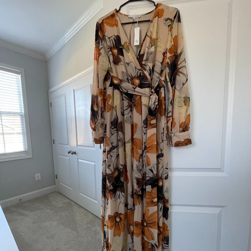 Baltic Born - Lydia Maxi Dress - Camel Floral - XXL